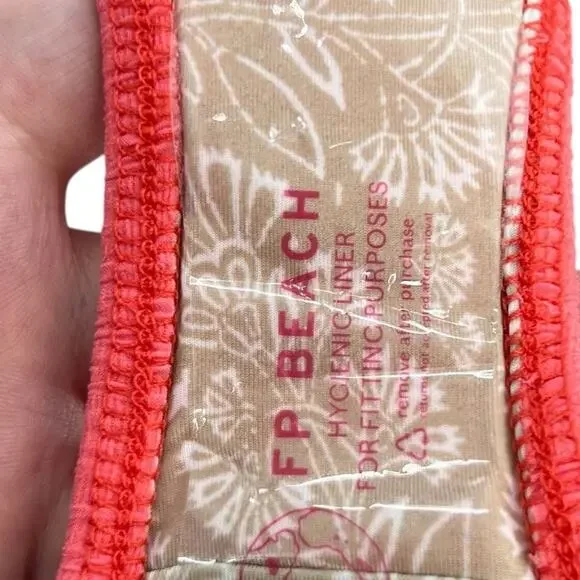 Free People free-est Dylan Lurex‎ High-Waist Bikini Bottom Coral Pink Size XL